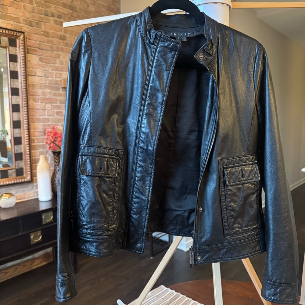 Theory Black Leather Jacket